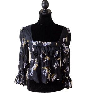 Free People Sheer Floral Blouse